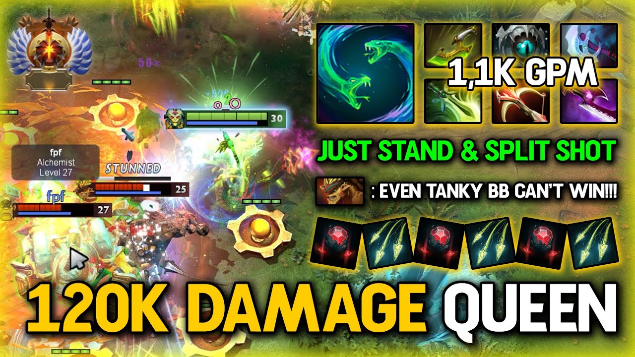 EPIC 120K DAMAGE CARRY Medusa 1.1K GPM Fast Farm Speed 100% Just Stand & Split Shot 7.37d DotA 2