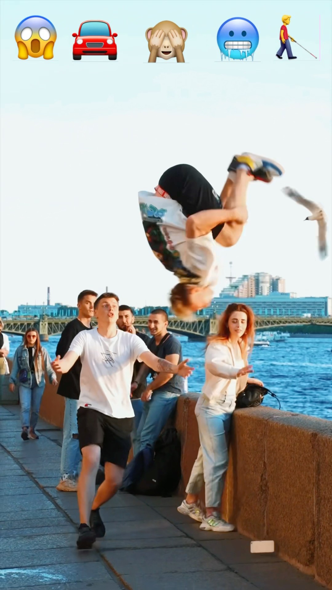 Stunts with Emojis pt.72??#kiryakolesnikov #prank #funny #comedy #stunt #parkour #flip