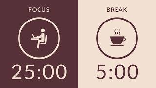 25/5 Pomodoro Timer with Brown Noise 🎧 2-Hour Study with Me for Deep Focus & ADHD ✨