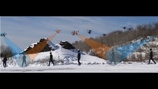 3D Human Reconstruction in the Wild with Collaborative Aerial Cameras