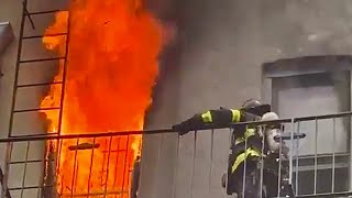 **(READ DESCRIPTION CAREFULLY)** - FDNY BOX 1206 - FDNY CONDUCTS VERY RARE ROPE RESCUE DURING FIRE.