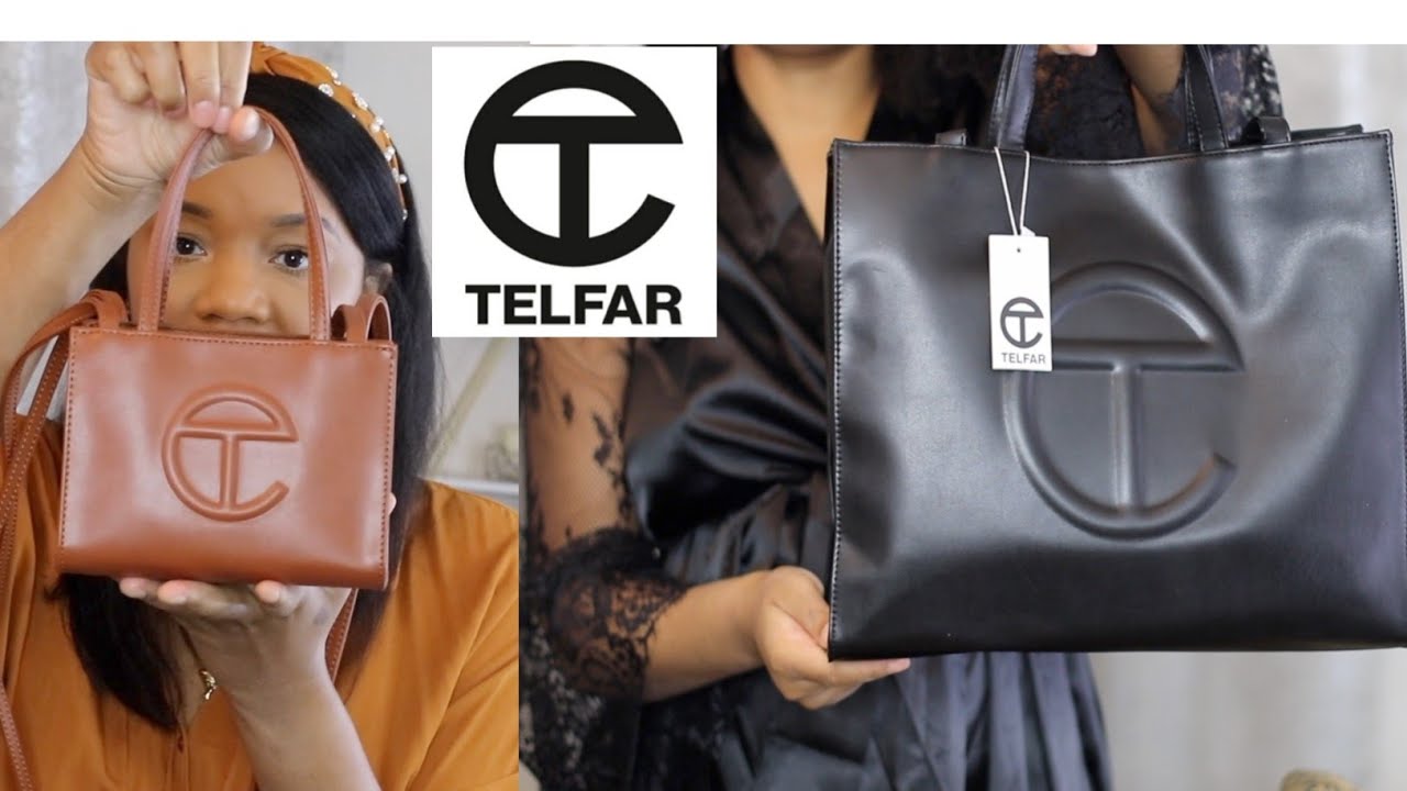 small telfar bag on person