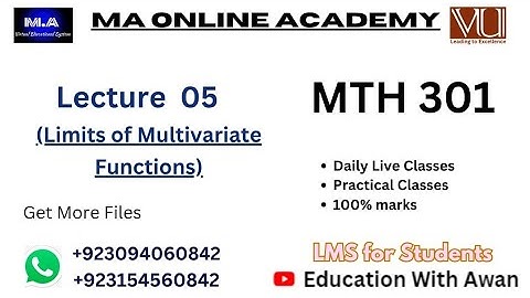 MTH 301 | Lecture 05 | Limits of Multivariate functions