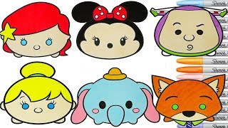 Disney Coloring Book Pages Compilation Princess Ariel Buzz Lightyear Tinkerbell Dumbo Minnie Mouse