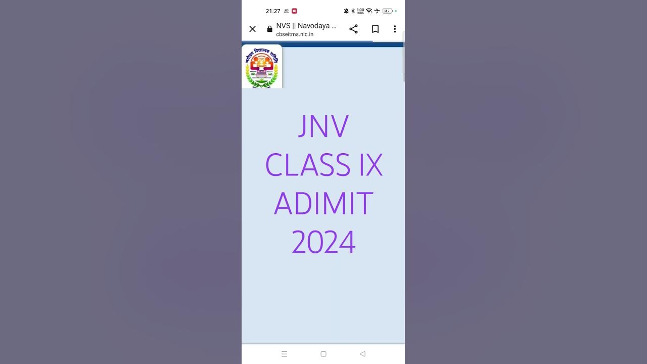 Navodaya vidyalaya samiti class 9th admit card 2024 download how to