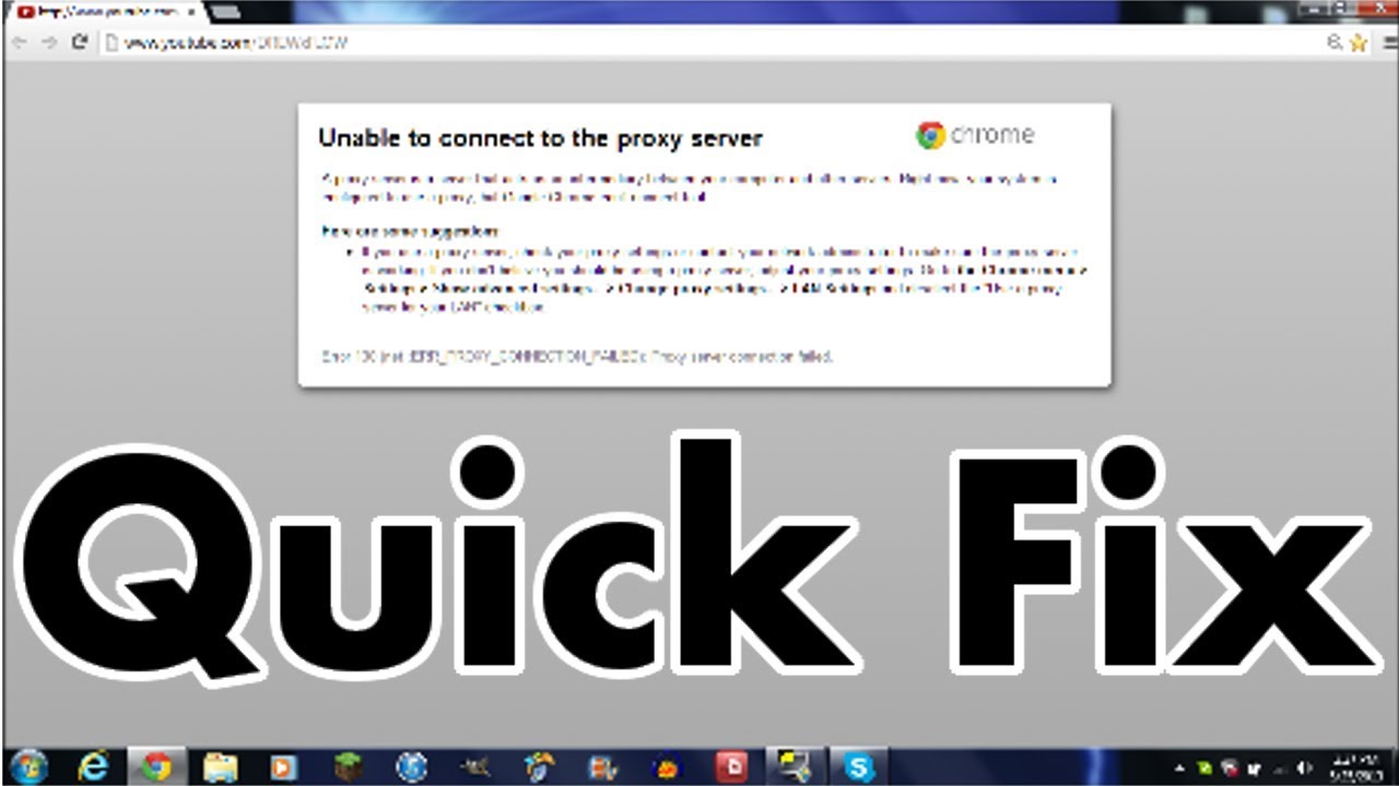 Unable to connect. Unable to connect to the Server Error. Fix - youtube Google Chrome connect to the Internet - you're offline - check your connection.