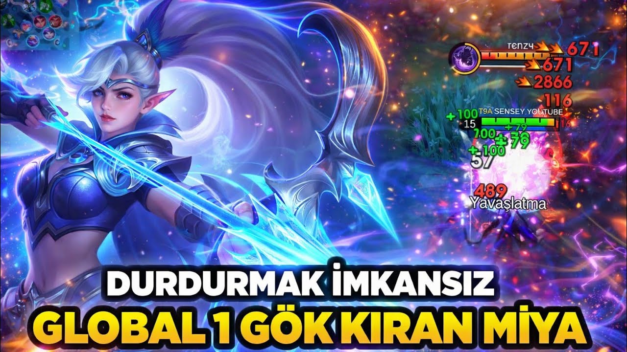 GLOBAL 1 GÖK KIRANLI MİYA BU KAHRAMANIN HASARI İNANILMAZ BOZUK Mobile Legends Sensey