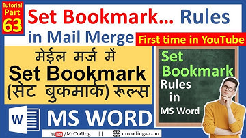 MS-Word-63-Set Bookmark Rules in Mail Merge | MS Word | Mailings Tab | Hindi Tutorial | Advance
