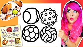 Coloring My Cozy Pet Life Coloring Book 🐶 Dog Toy Balls Page 🎾 Cozy Coloring Book 🐾 Ohuhu Markers screenshot 4