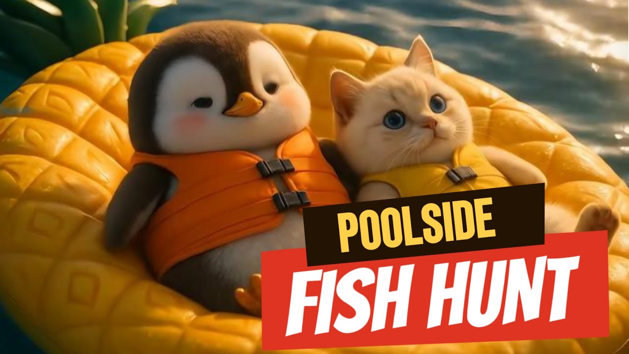 Penguin & Cat’s Pool Adventure Ends with Crispy Fried Fish 🐧🐱🐟🔥 
