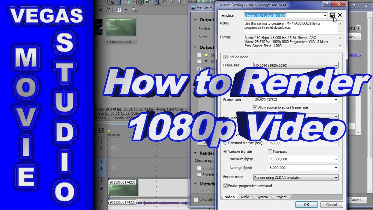 How To Render 1080p Video Using Sony Movie Studio Platinum 12 Youtube