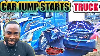 How To JumpStart A Semi Truck With A Car. Vlog #52