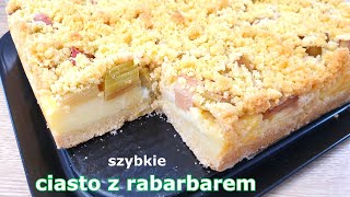 Przepyszne kruche ciasto z rabarbarem i budyniem 👌 szybki i prosty budyniowiec 👍 smak dzieciństwa