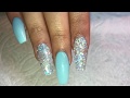 Baby Blue and Iridescent Glitter | Spring Acrylic Nails infill