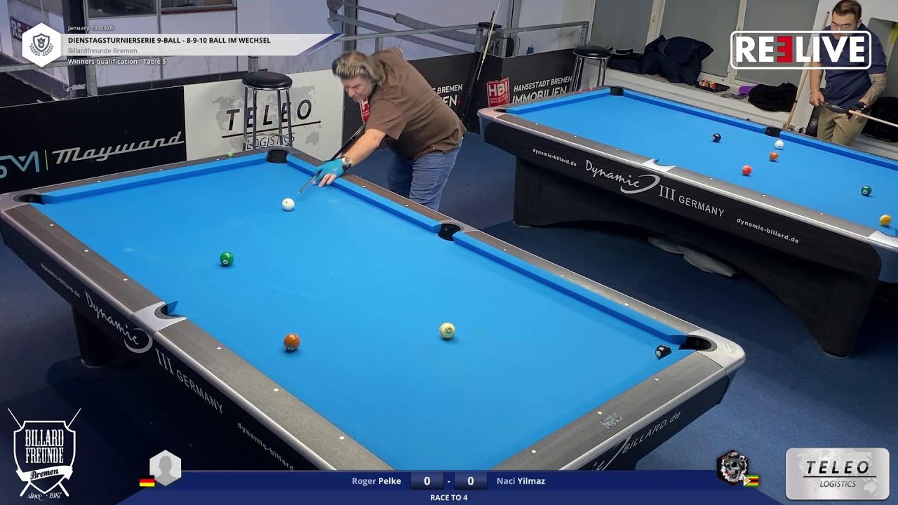 Roger Pelke vs Naci Yilmaz Tisch[5] 9-Ball Dienstagsturnier 13.1.26