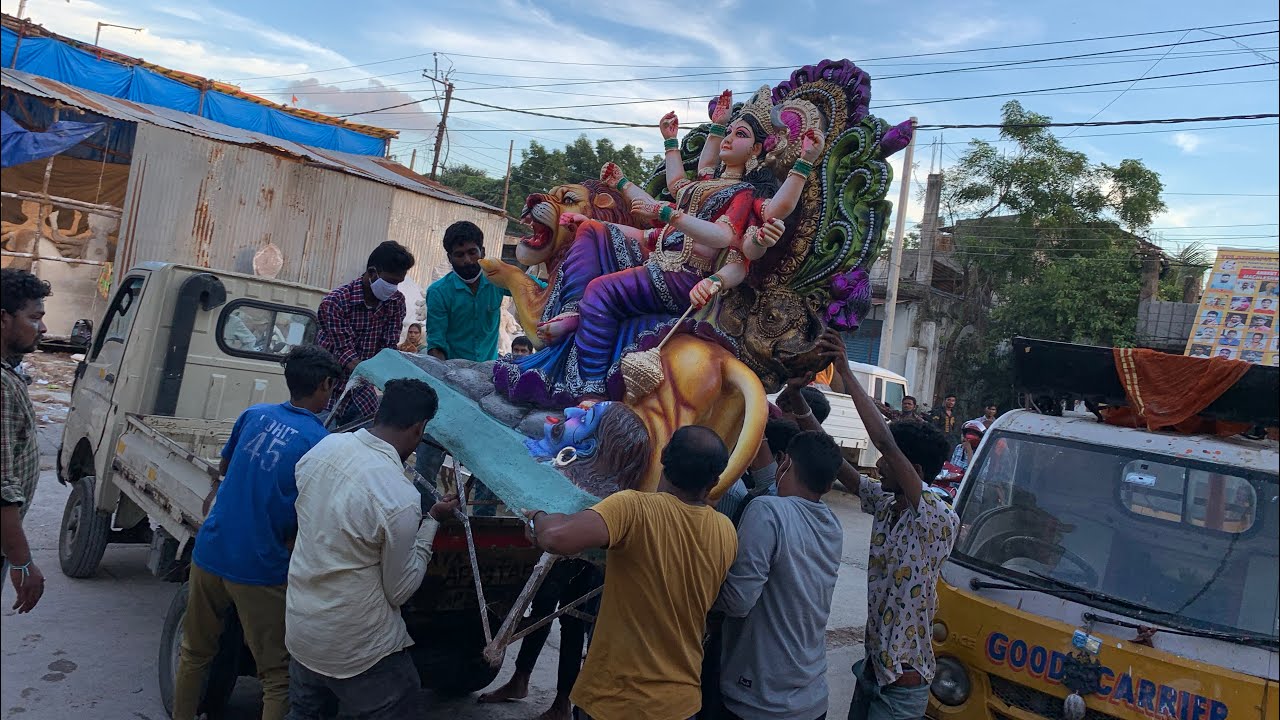 Durga Devi aagman 2021 Hyderabad | Durga mata idol transporting from Dhoolpet | Durga Mata Aagman