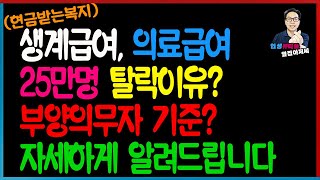 (현금받는복지) 생계급여, 의료급여 25만명 탈락이유? 부양의무자 기준? 자세히 알려드립니다.