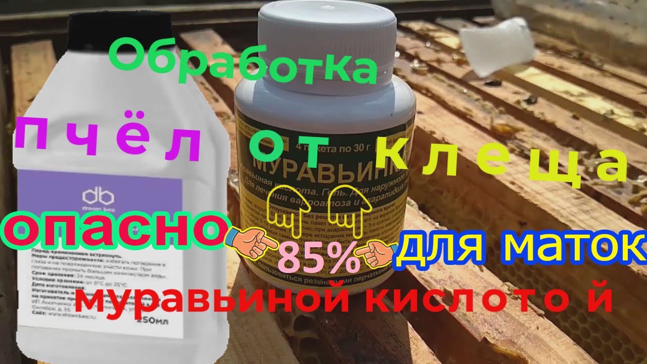 Обработка пчёл от клеща 👉 муравьиной кислотой 85 %