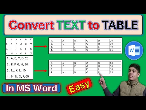 How to Convert TEXT to TABLE in MS Word. With Easy and Simple Method ...