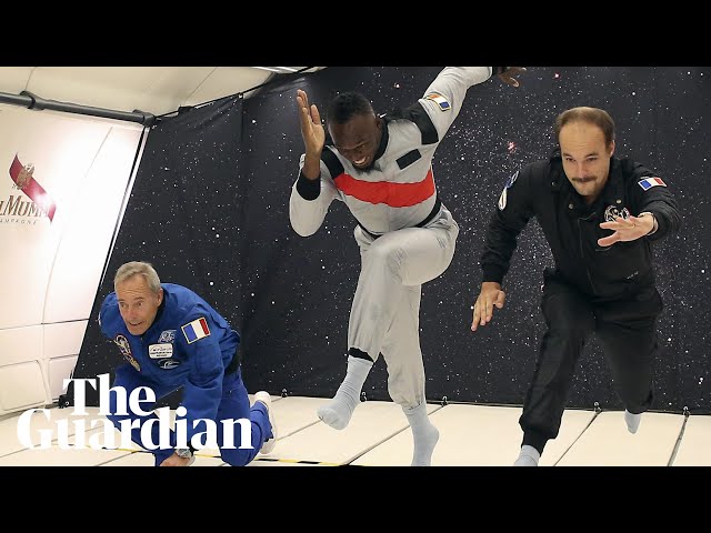 Usain Bolt floats to victory in zero-gravity race class=