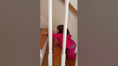Leah climbing stairs