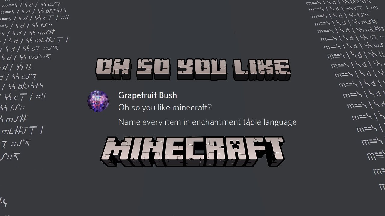 Oh So You Like Minecraft Name Every Item In Enchantment Table Youtube