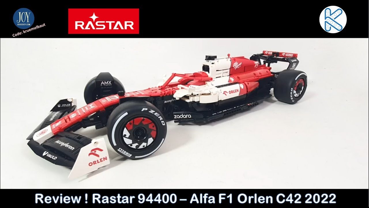 rastar 94400 Technik F1 Bausatz für Alfa Romeo F1 Team Orlen C42 2022, 2306 Teile 1:8 mit 2 Motoren Groß Ferngesteuert Rennwagen Auto Klemmbausteine(Originalverpackung) (Dynamische Version