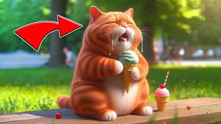 💔Poor Cat Ate Too Much Ice Cream😿#cat #cute #cutecat