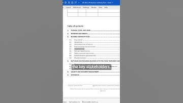 Business continuity plan for NIS2 - structure of the document #shorts