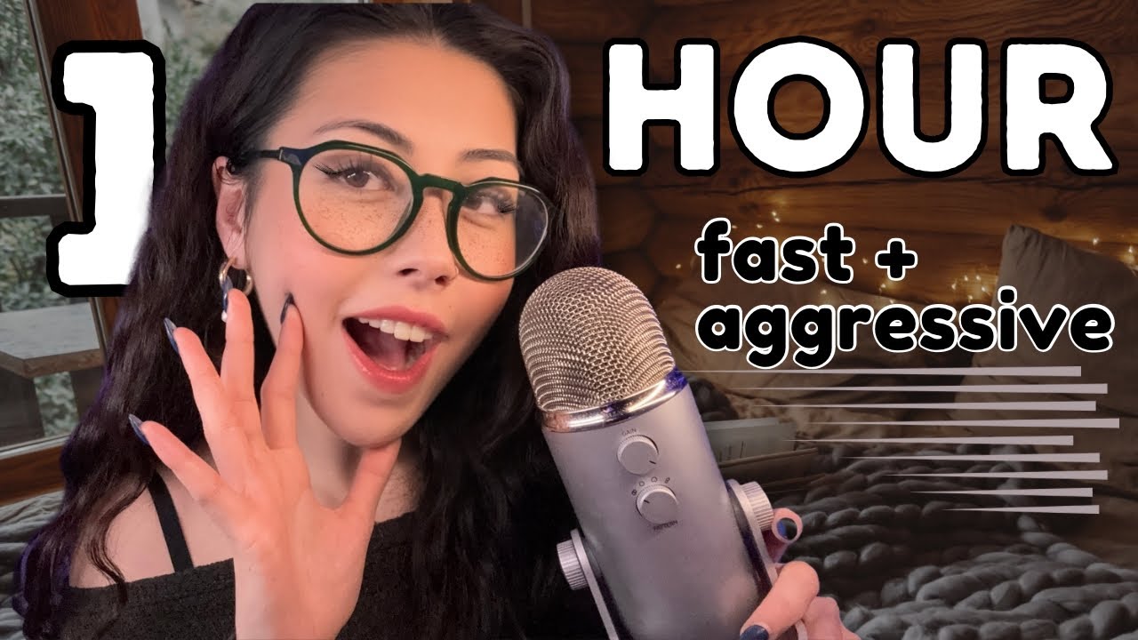 1 Hour + Fast and Aggressive ASMR (Mouth sounds, hand sounds, personal attention, spit painting +)