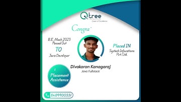 Congrats Divakaran Kanagaraj| Placed in Systech Infovations Pvt. Ltd as Java Full Stack Developer