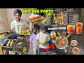 Veg bbq party with friends  shangria drink  veg champ  paneer tikka  mushroom  momos 