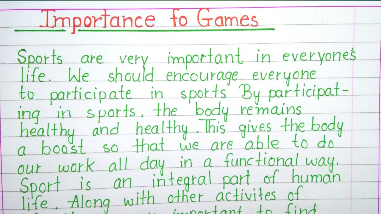 write an essay on importance of games