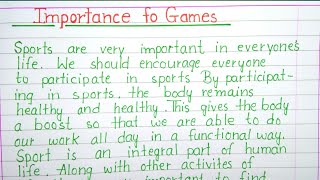 write an essay on importance of games || essay about importance of games and sports in English ||