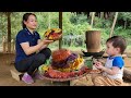 Process of making 7color sticky rice from natural leaves  single mom daily life