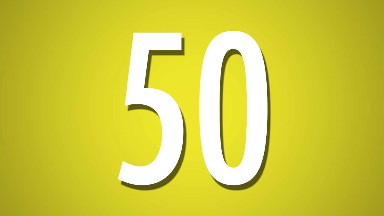 50 Second Countdown Timer - Yellow Background - YouTube