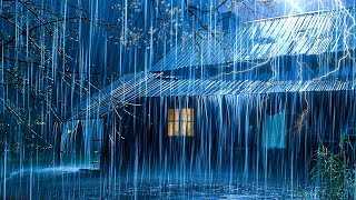 Beat Stress to Sleep Well with Heavy Rain & Mighty Thunder on a Tin Roof of Farmer's House at Night