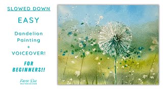 Dandelion Clock Watercolour Tutorial - For Beginners - WITH FULL VOICEOVER!