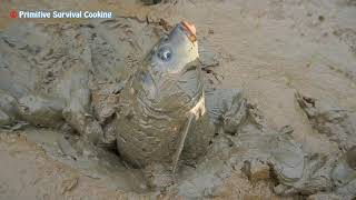 Unique Hand Fishing in Underground Hole - Survival Find Fish in Mud Swamp Dry - Cooking Delicious