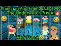 Shinchan and his friends escaped the underwater prison in minecraft going funny