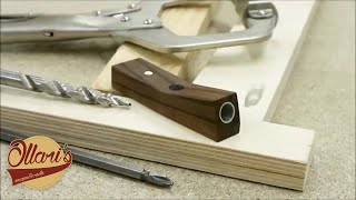 A quick way to make a simple pocket hole jig by drilling a hole in a 15-degree angle in a piece of hardwood, everything else is just ...