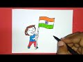 Independence day drawing  | A boy holding Indian flag Step by Step