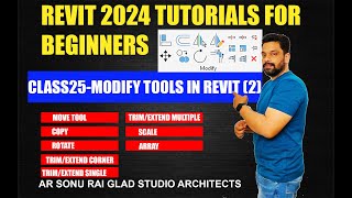 Revit Architecture 2024 tutorials for beginners II Modify tools in Revit (2) (class25)