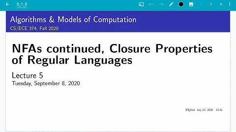 UIUC CS 374 FA 20: 5.1. Equivalence of NFAs and DFAs (introduction)