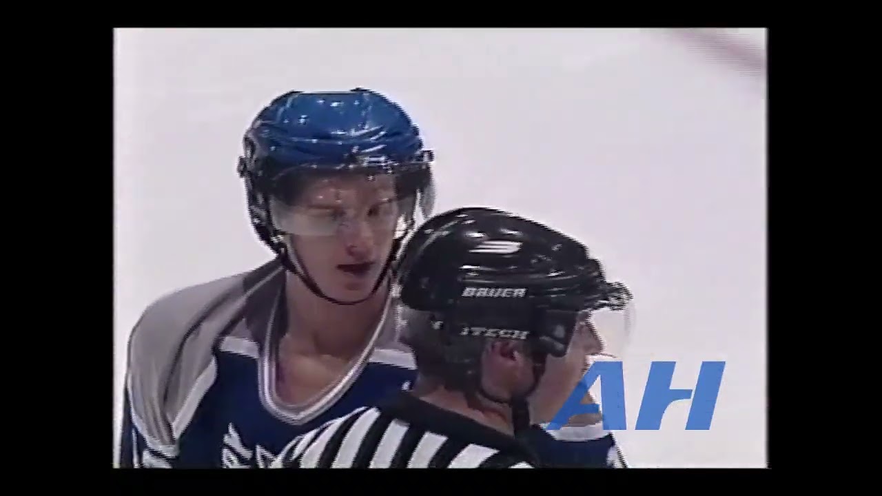OHL Feb. 9, 2003 Barrie Colts v Sudbury Wolves (R) B.J. Crombeen v Trevor Blanchard (almost)