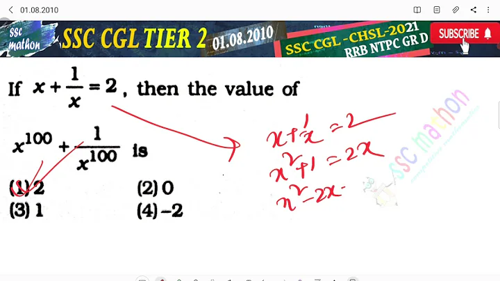 if X + 1 /x  =2 then the value of x¹⁰⁰ + 1 / X¹⁰⁰ is