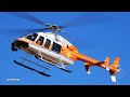 Two bell 407 helicopters takeoff  landing in succession etc