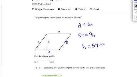 khan 6th Find missing length when given area of a parallelogram