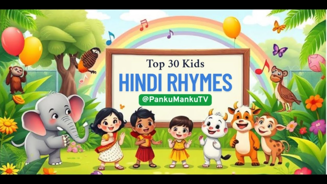 Hindi Rhymes for Kids | Top 30 Songs | 1 Hour Non-Stop Learning & Fun ...