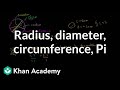 Circles radius diameter circumference and pi  geometry  khan academy